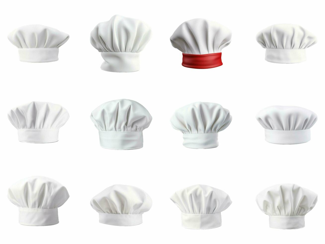 chef chapeau collection isolé sur blanc Contexte avec ai généré. photo