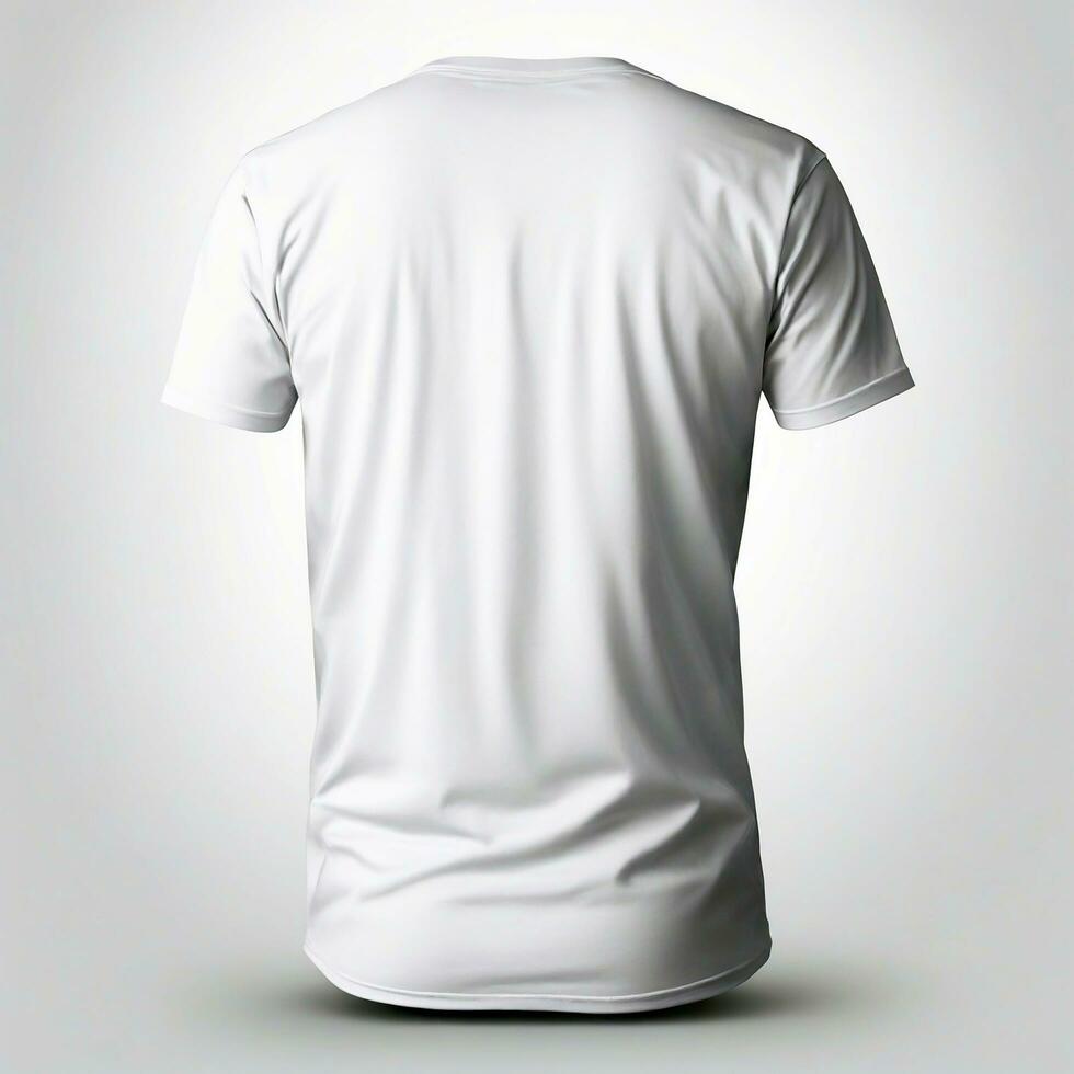 ai généré Vide T-shirt maquette, retour voir, de face voir, isolé sur blanche. photo