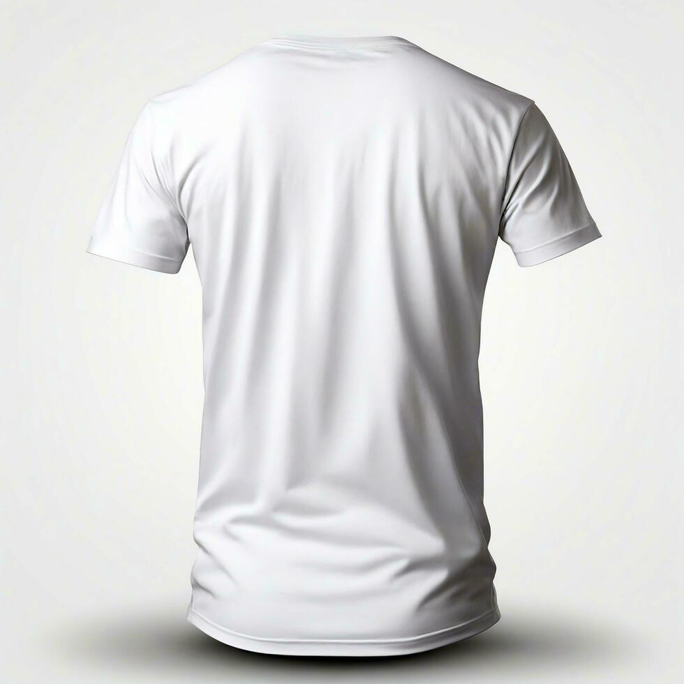 ai généré Vide T-shirt maquette, retour voir, de face voir, isolé sur blanche. photo