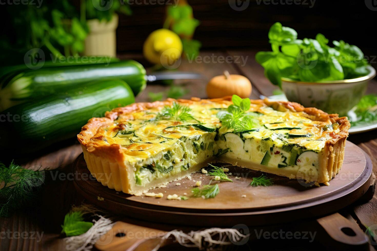 délectable Zucchini Quiche. ai génératif photo