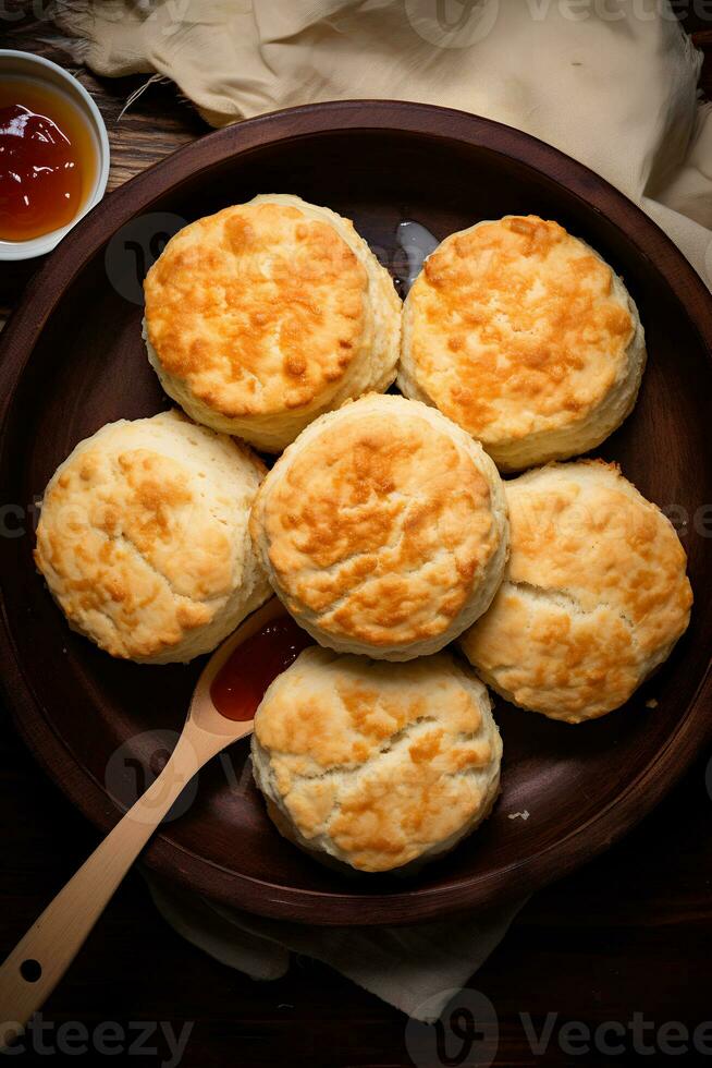 de haut en bas vue de fait maison des biscuits. ai génératif photo