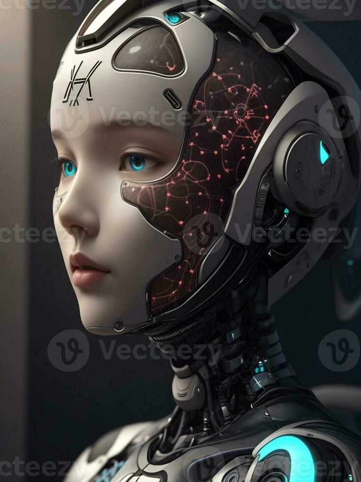 ai généré ai éthique femme robot visage suivant génération photo