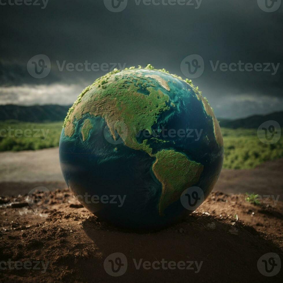 ai généré climat changement Terre dans danger Terre image photo