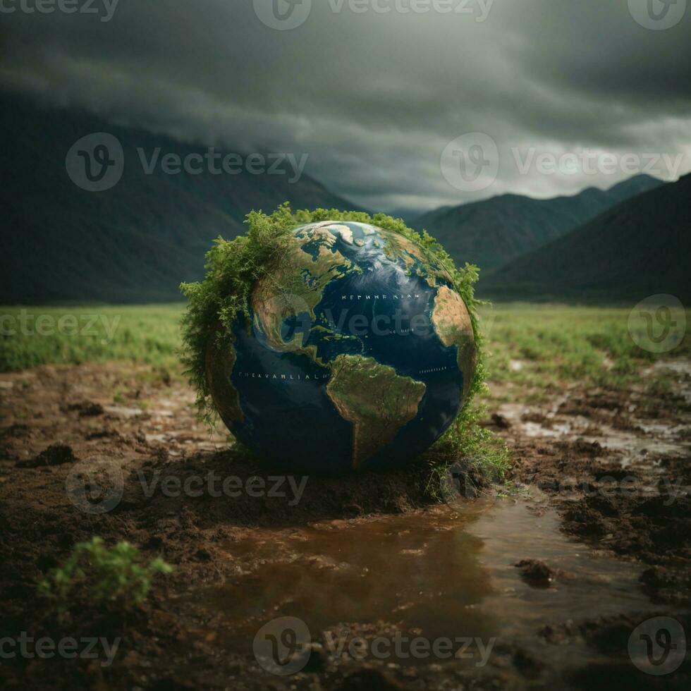 ai généré climat changement Terre dans danger Terre image photo