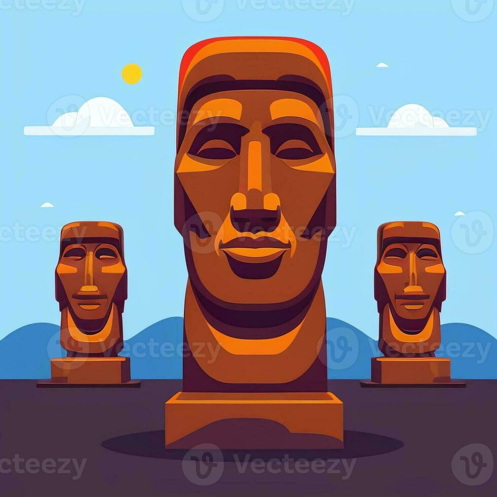 ai généré moai statue pierre tête avatar joueur agrafe art autocollant décoration Facile Contexte culturel photo