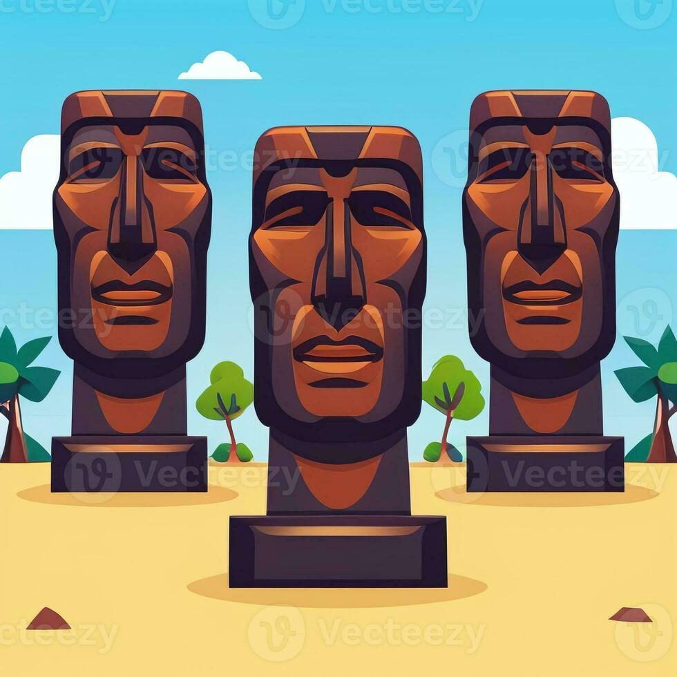 ai généré moai statue pierre tête avatar joueur agrafe art autocollant décoration Facile Contexte culturel photo