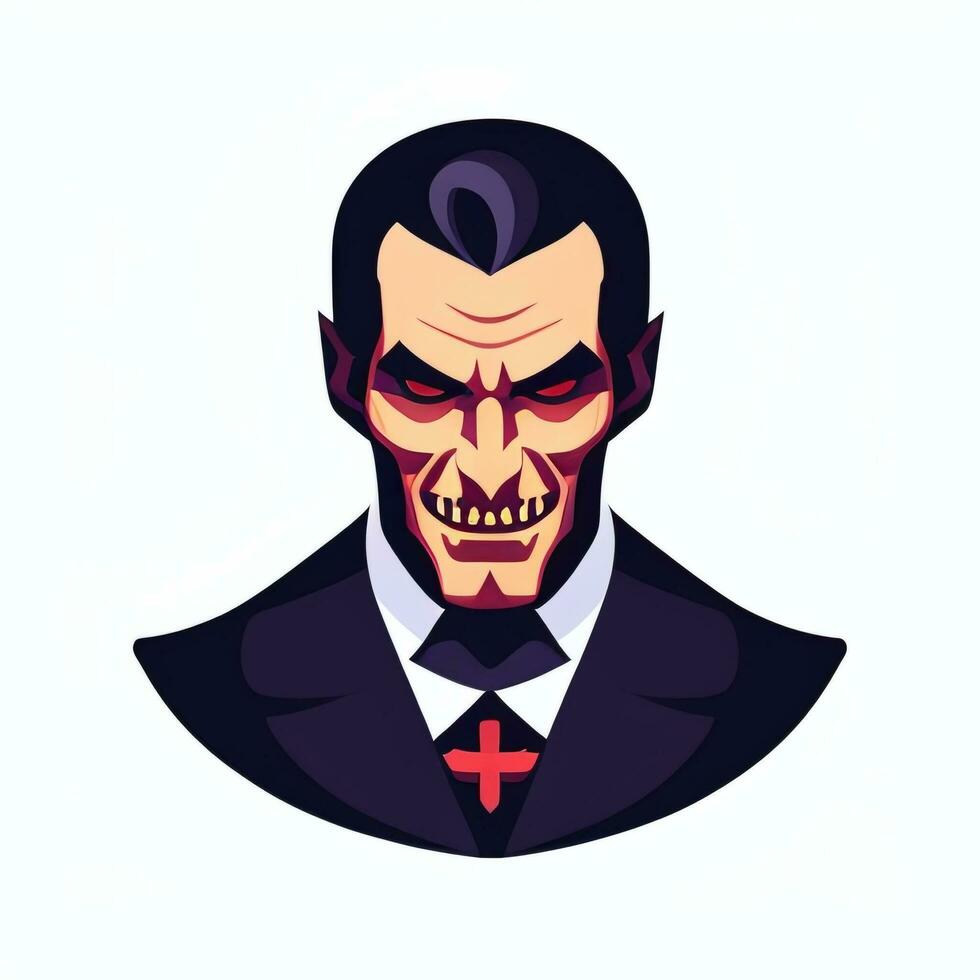 ai généré dracula vampire avatar joueur icône agrafe art autocollant décoration Facile Contexte photo