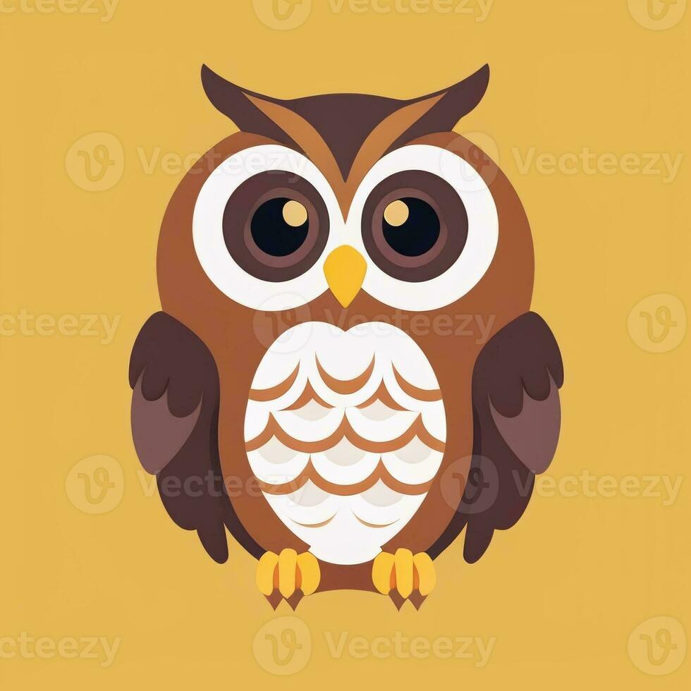 ai généré mignonne hibou avatar icône agrafe art autocollant décoration Facile Contexte photo