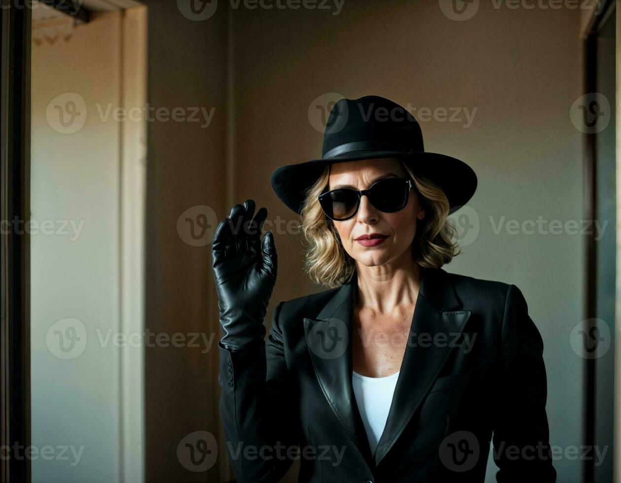 ai généré photo de magnifique milieu vieilli américain femme comme une secrétaire à le bureau, génératif ai