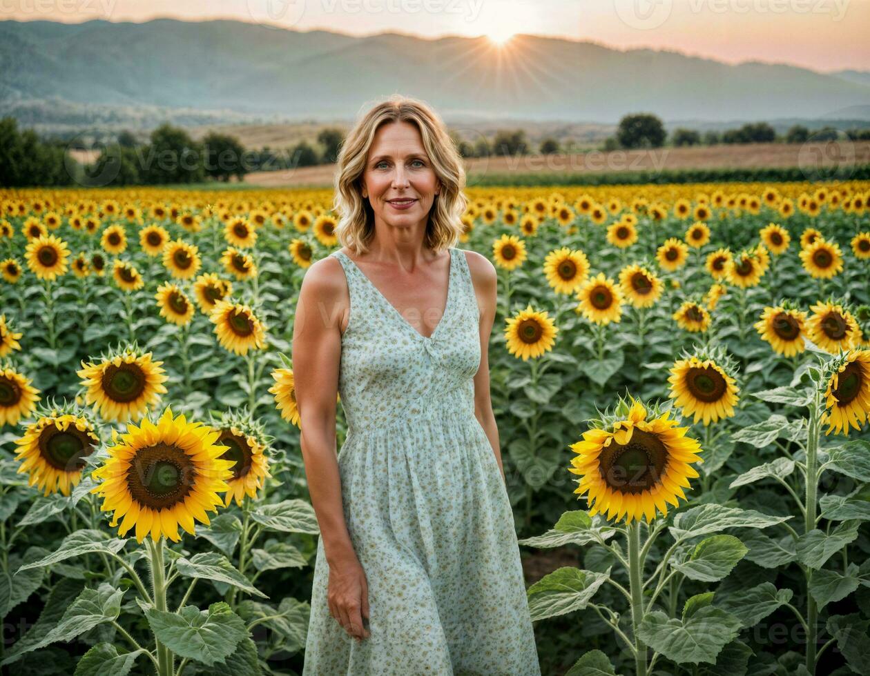 ai généré photo de magnifique milieu vieilli américain femme comme une secrétaire à le bureau, génératif ai