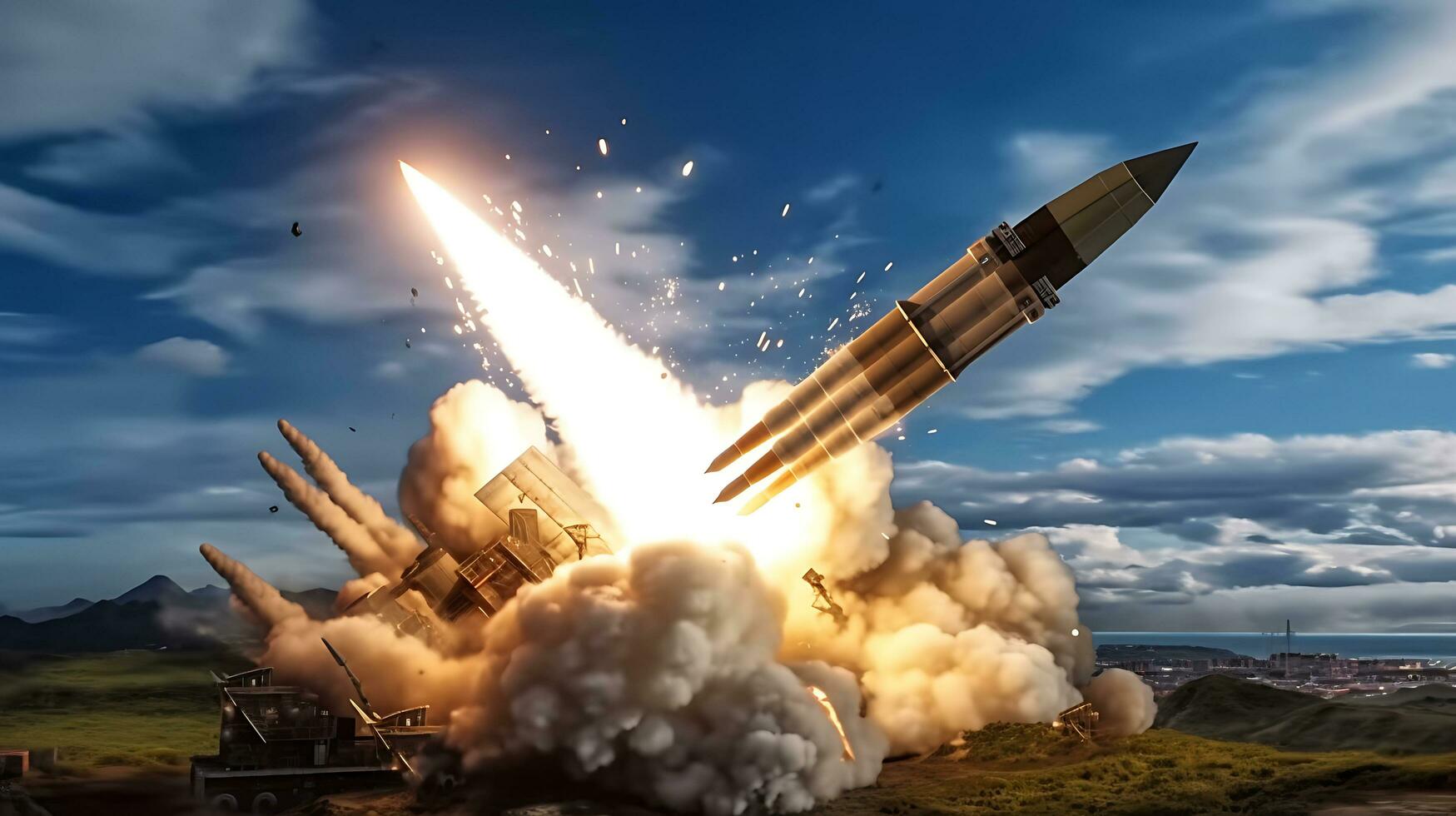 ai génératif exploration missile fusée attaque guerre Contexte photo