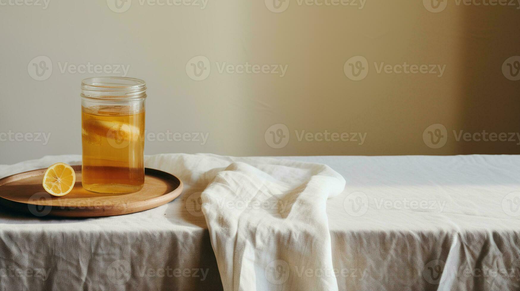 ai généré génératif ai, fait maison fermenté kombucha boire, en bonne santé thé, Naturel probiotique parfumé boisson photo