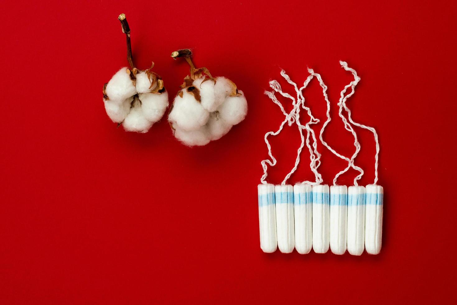 soins de santé pour femmes, tampon de coton, hygiène intime, cycle menstruel gynécologique. photo