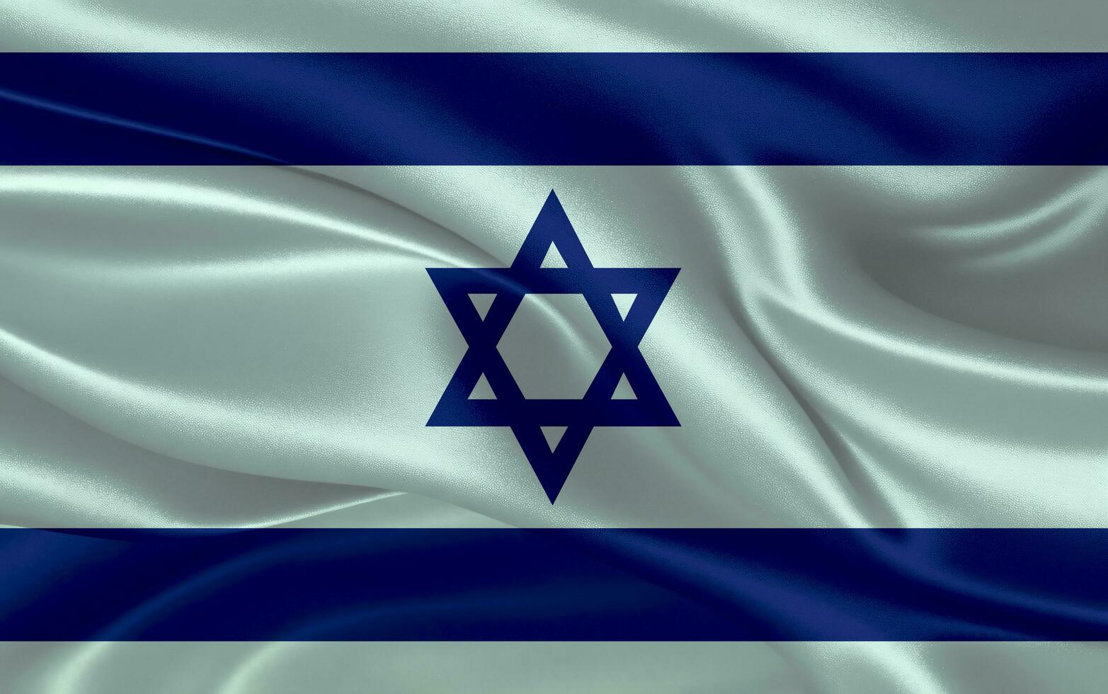 3d agitant réaliste soie nationale drapeau de Israël. content nationale journée Israël drapeau Contexte. proche en haut photo