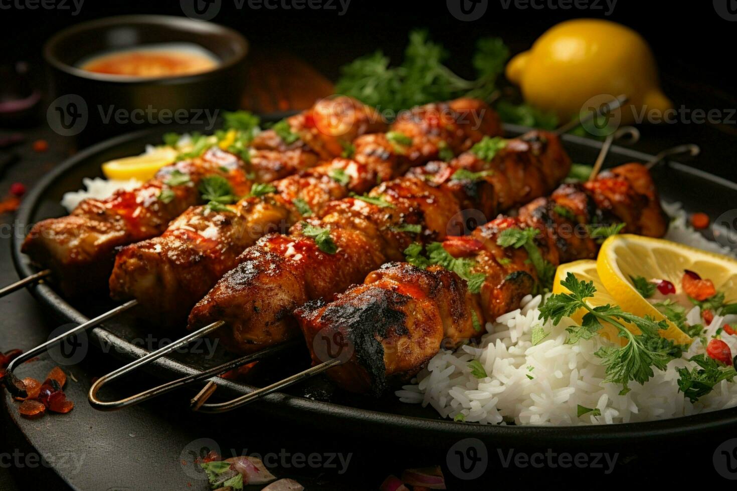 juteux embroché chercher kababs une l'eau à la bouche mélange de épices et grillé la bonté ai généré photo