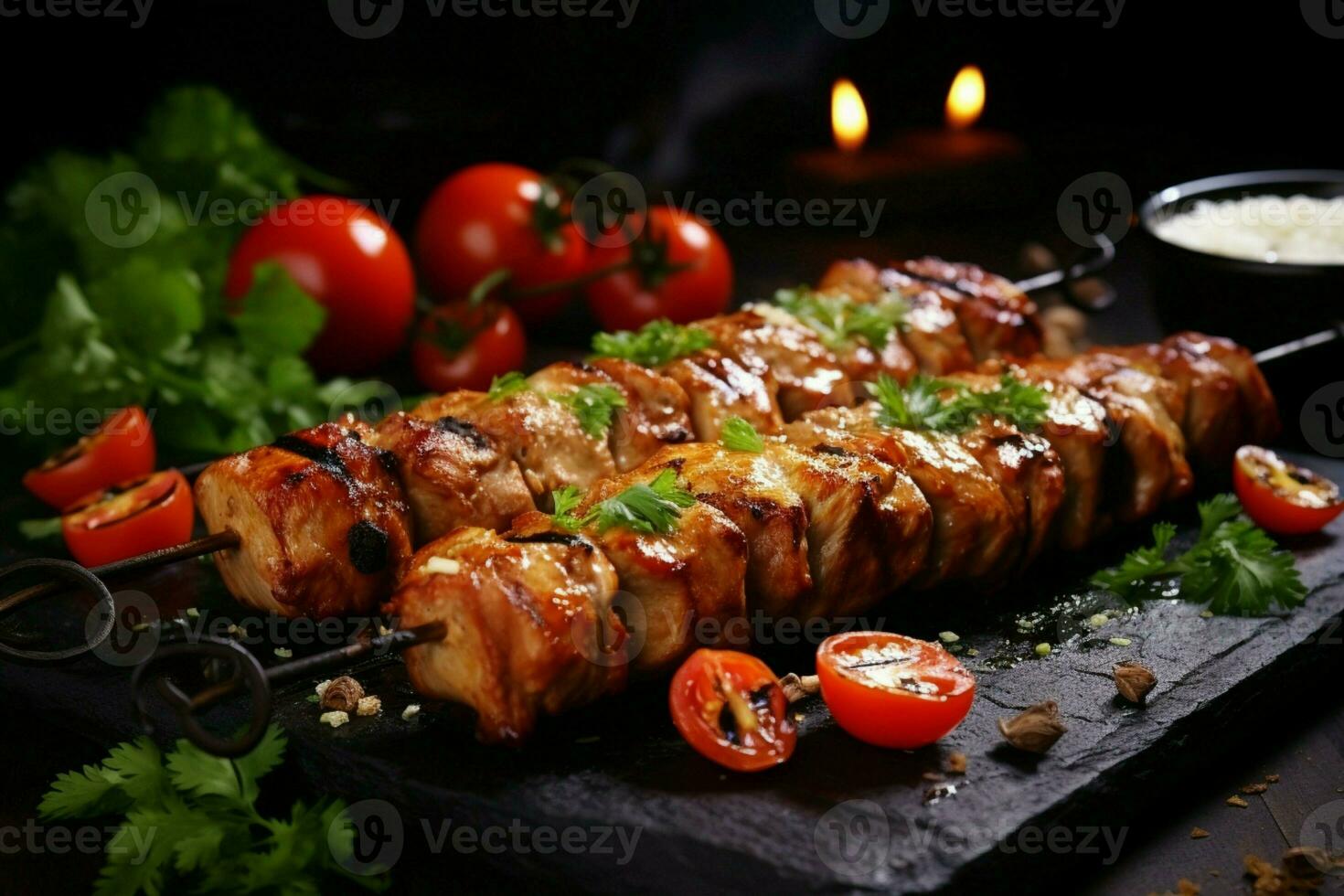 juteux embroché chercher kababs une l'eau à la bouche mélange de épices et grillé la bonté ai généré photo