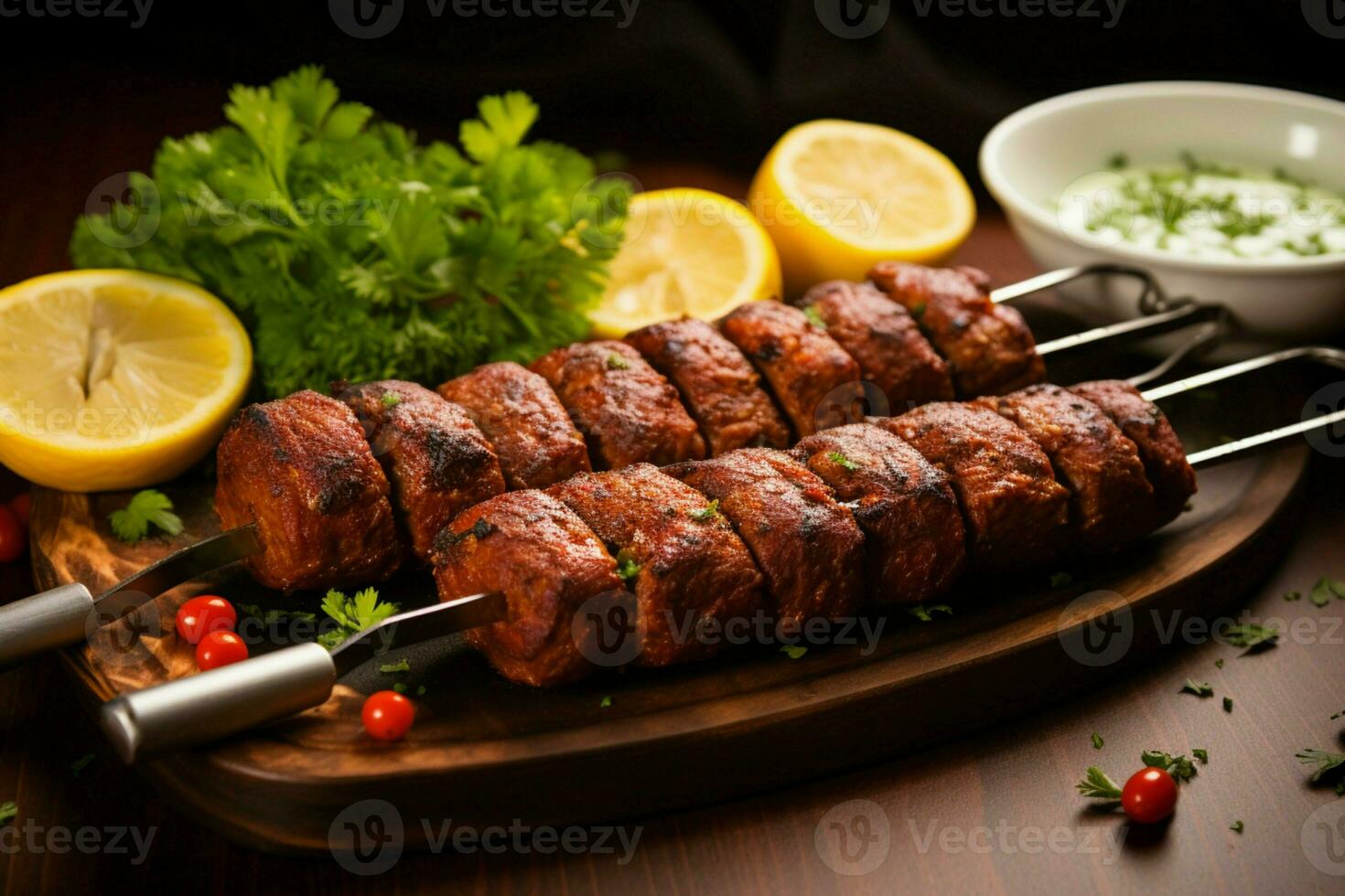 juteux embroché chercher kababs une l'eau à la bouche mélange de épices et grillé la bonté ai généré photo