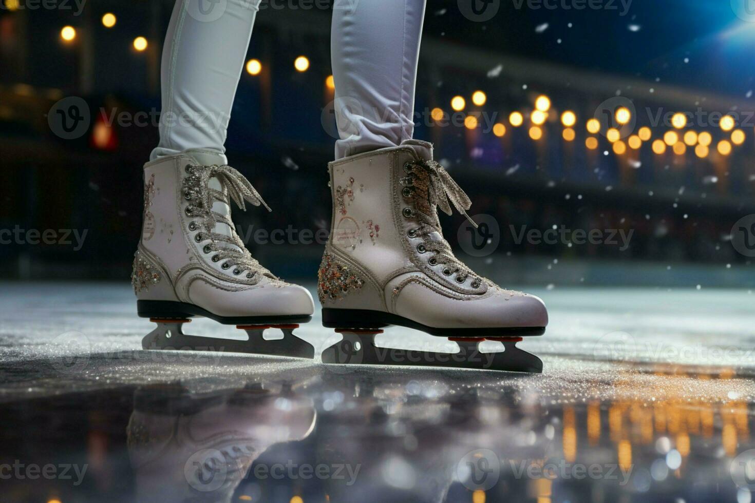 ai généré de fête la glace patinage une hiver joie cette capture le Noël esprit ai généré photo