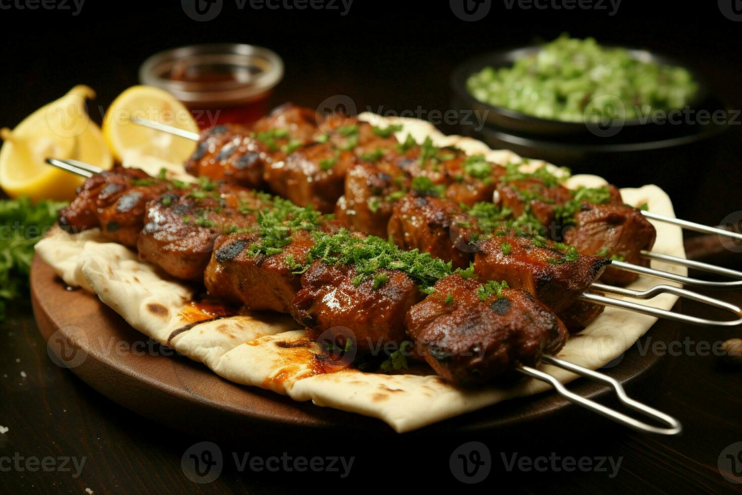 juteux embroché chercher kababs une l'eau à la bouche mélange de épices et grillé la bonté ai généré photo