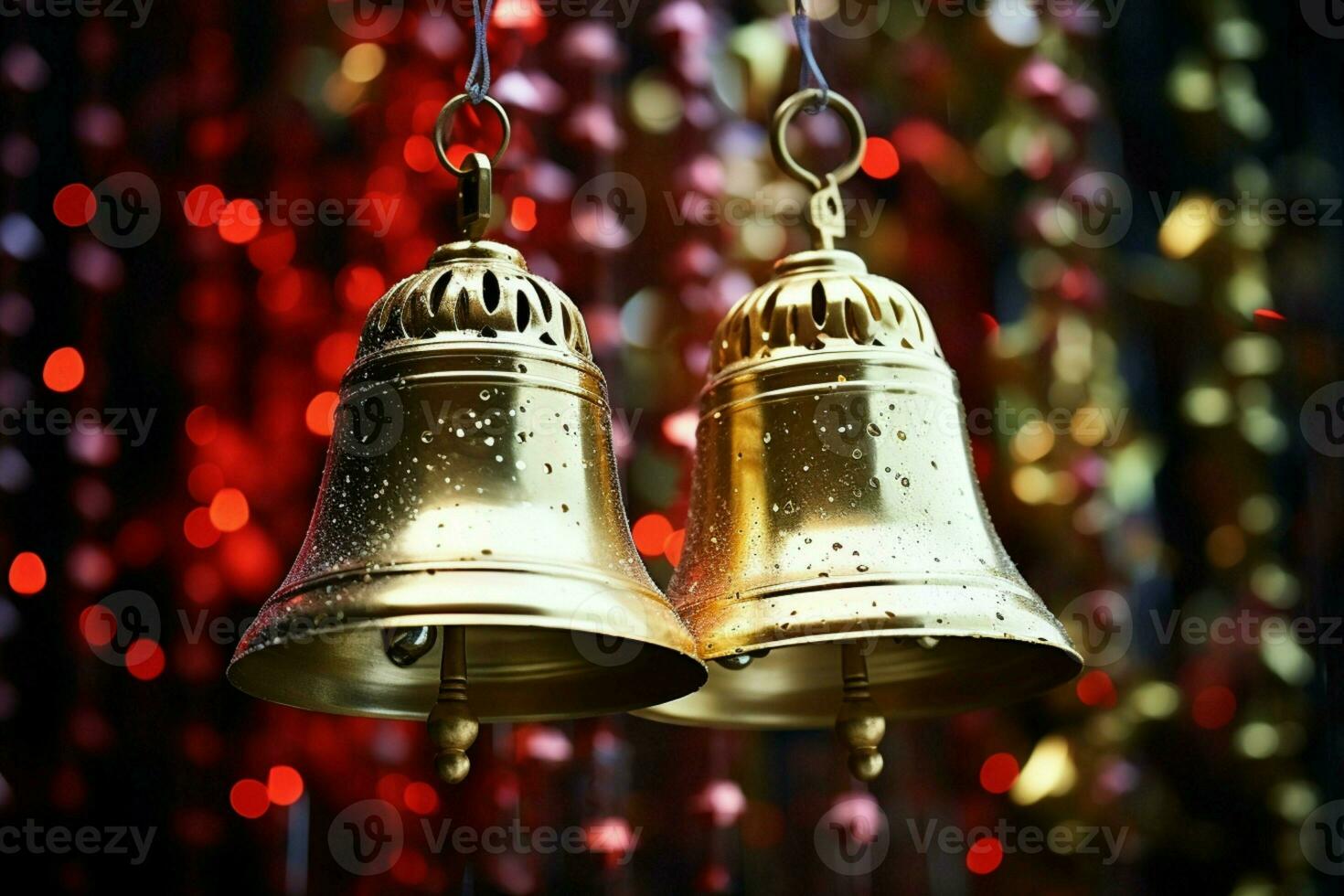 ai généré brillant Noël cloche tinter cloches sonnerie, diffusion vacances acclamation avec de fête joie ai généré photo