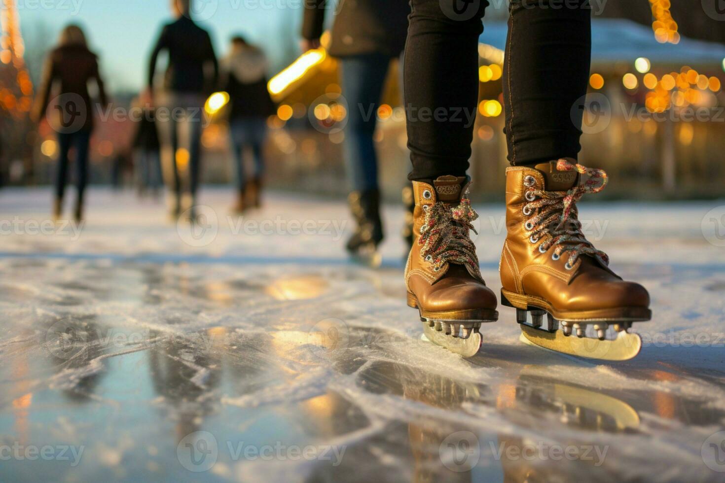 ai généré de fête la glace patinage une hiver joie cette capture le Noël esprit ai généré photo