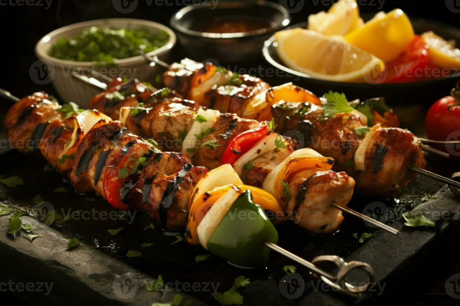 juteux embroché chercher kababs une l'eau à la bouche mélange de épices et grillé la bonté ai généré photo