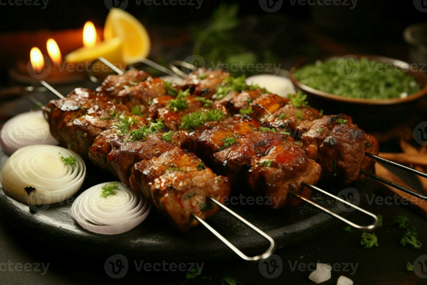 juteux embroché chercher kababs une l'eau à la bouche mélange de épices et grillé la bonté ai généré photo