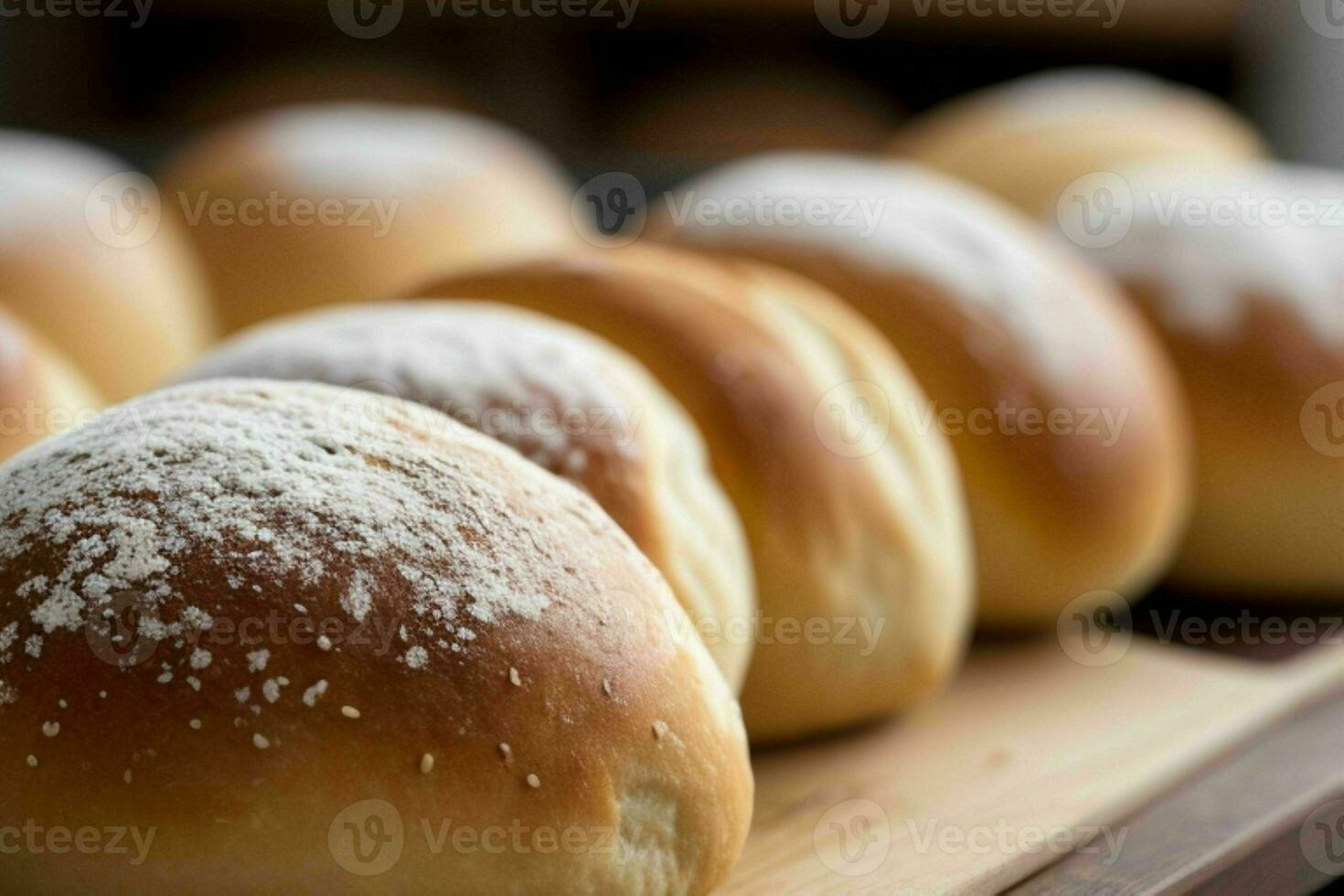 ai généré Frais cuit pain Rouleaux. pro photo