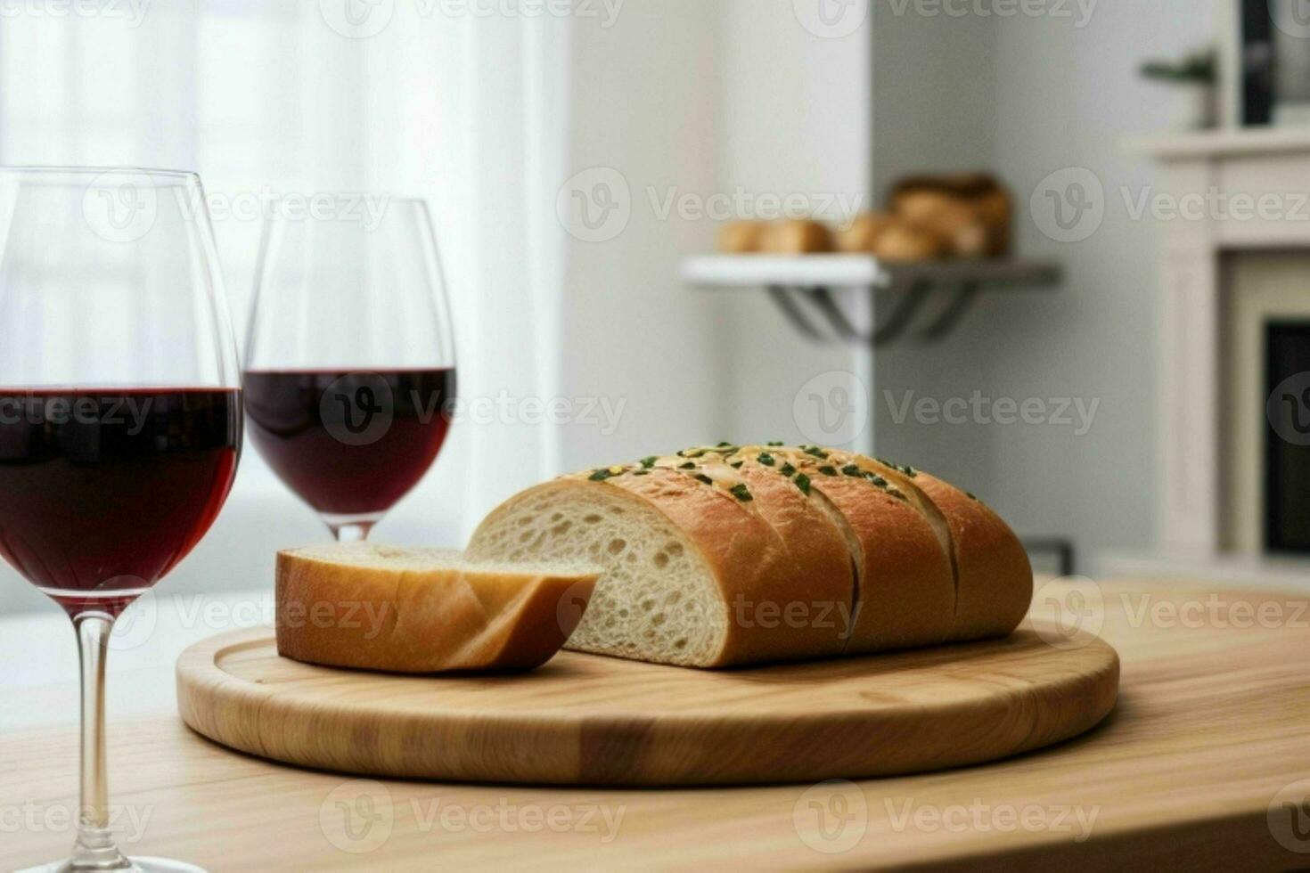 ai généré tasse de du vin avec pain. pro photo