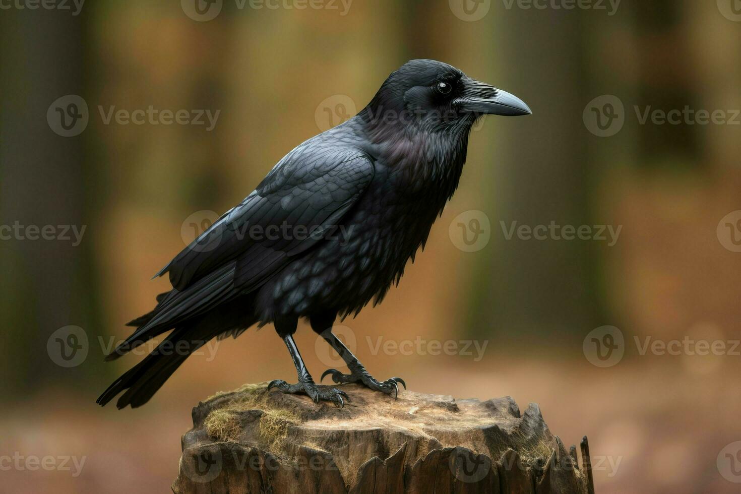 corbeau sur vieux souche la nature. produire ai photo