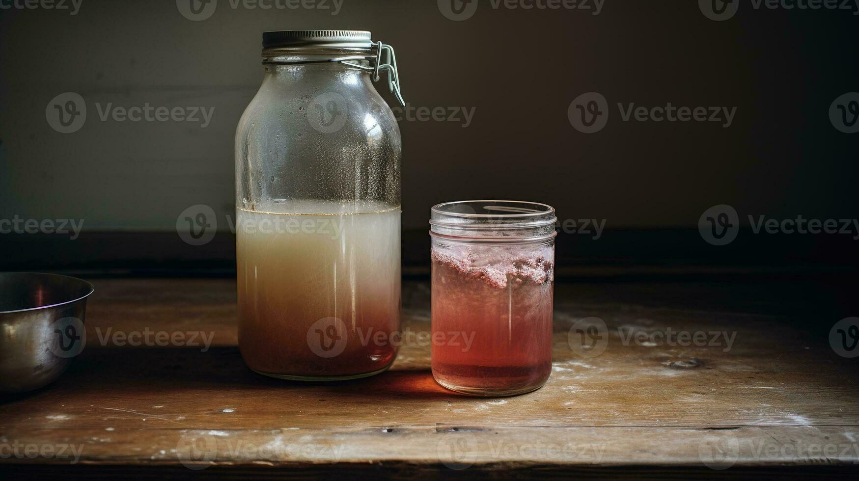 ai généré génératif ai, fait maison fermenté kombucha boire, en bonne santé thé, Naturel probiotique parfumé boisson photo