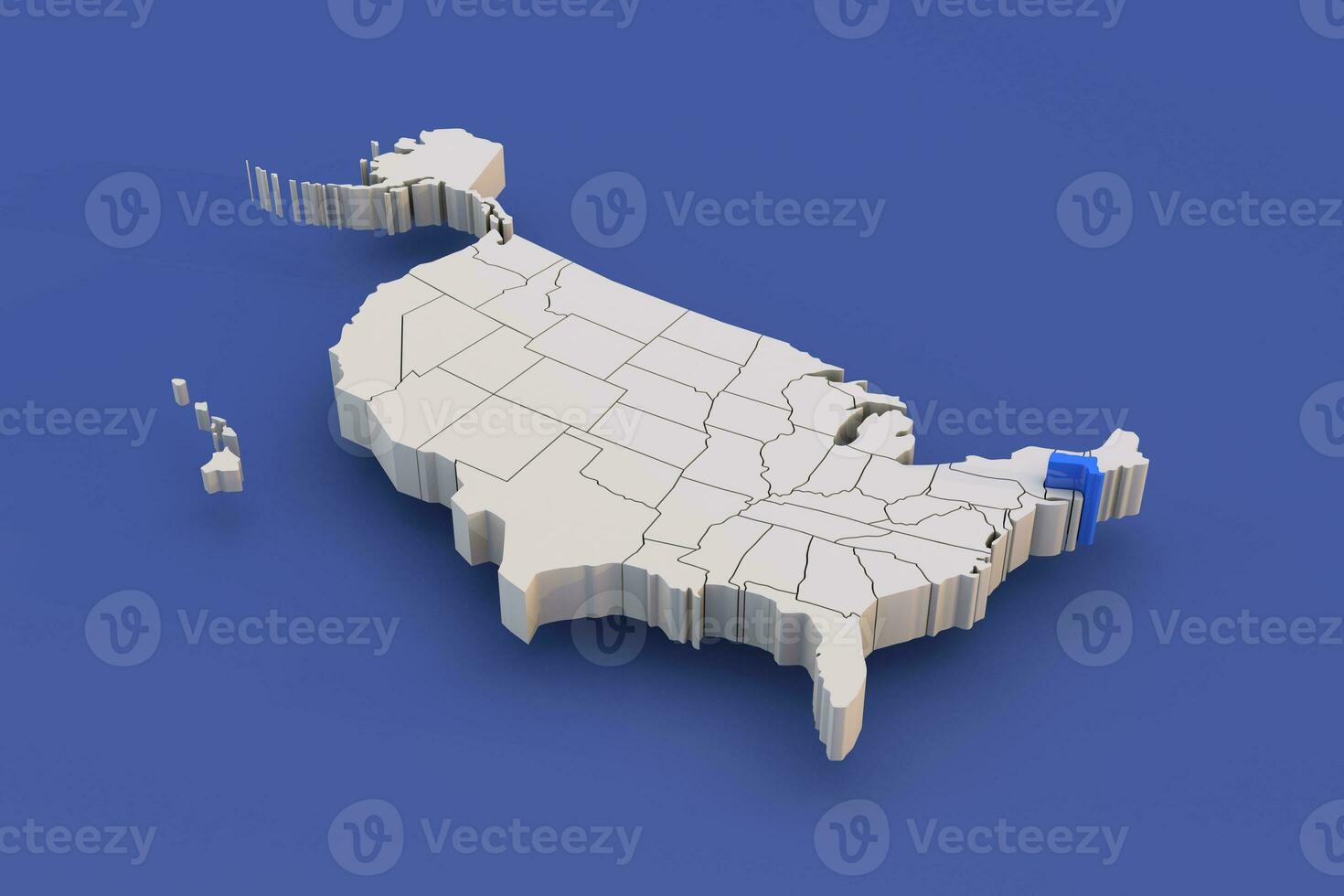 Massachusetts Etat de Etats-Unis carte avec blanc États une 3d uni États de Amérique carte photo