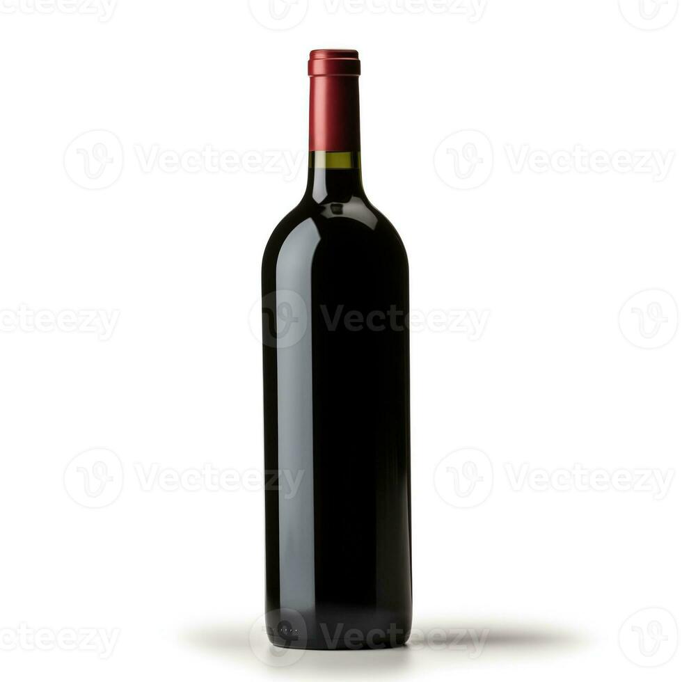 ai généré une bouteille de petit verdot du vin côté vue isolé sur blanc Contexte photo