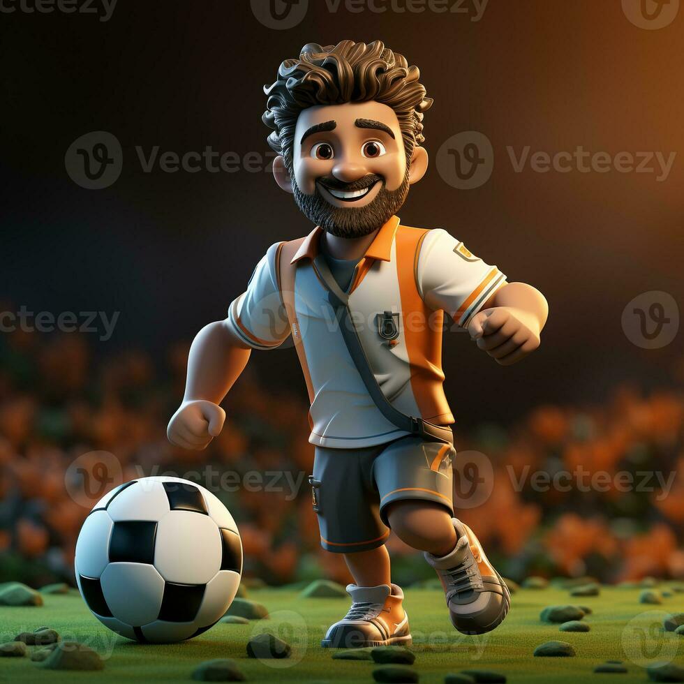 ai généré 3d dessin animé Football joueur photo