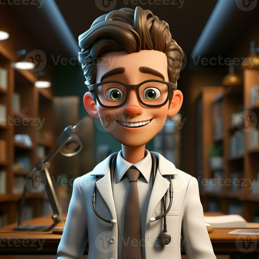 ai généré 3d dessin animé médecin photo