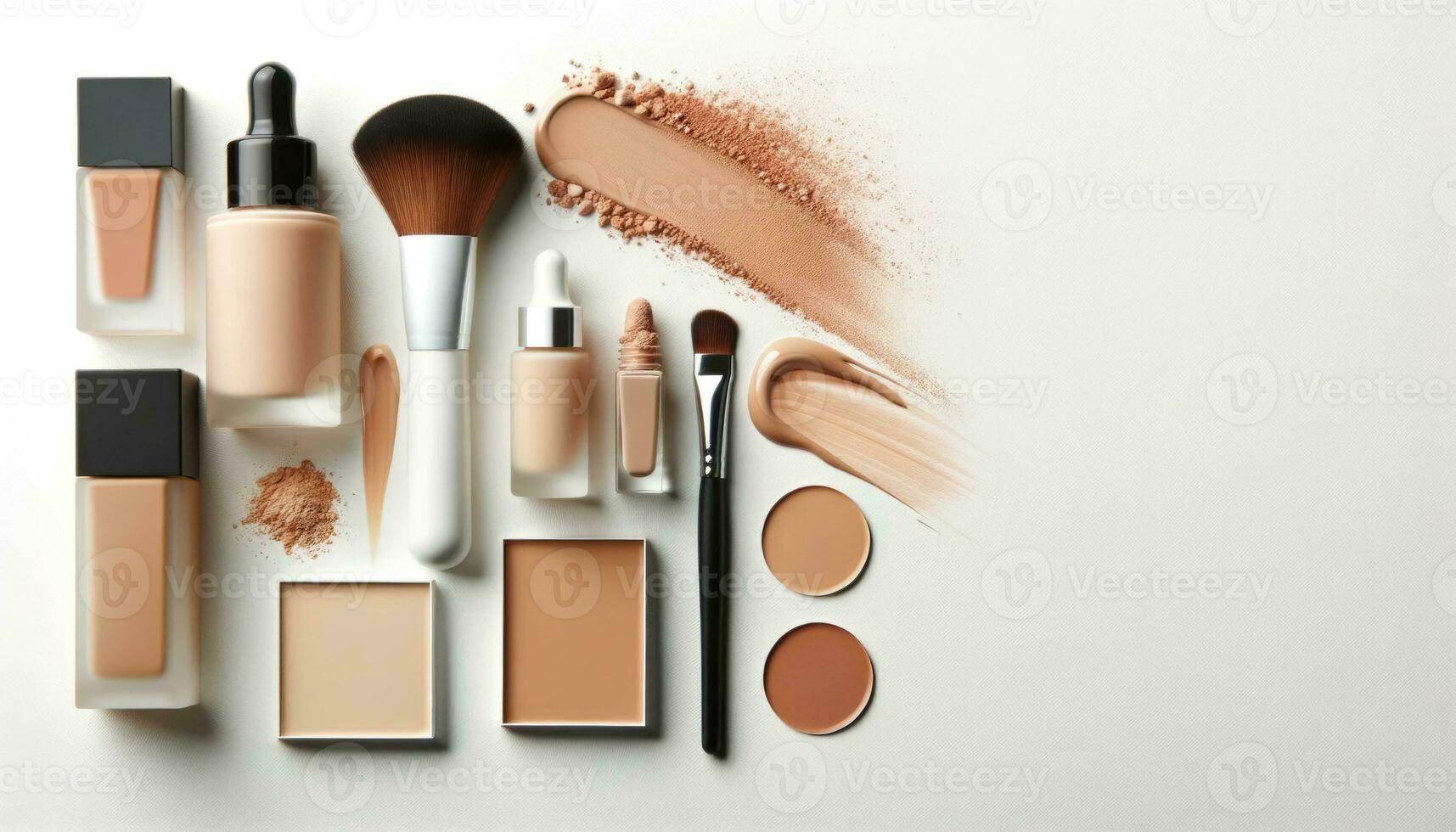 ai généré élégant maquillage des produits et outils affiché magnifiquement photo