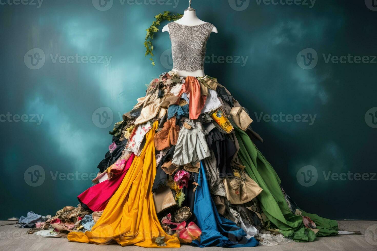 ai généré Accueil le chaos tas textile vêtements vêtement garde-robe pile différent vêtements porter objet photo