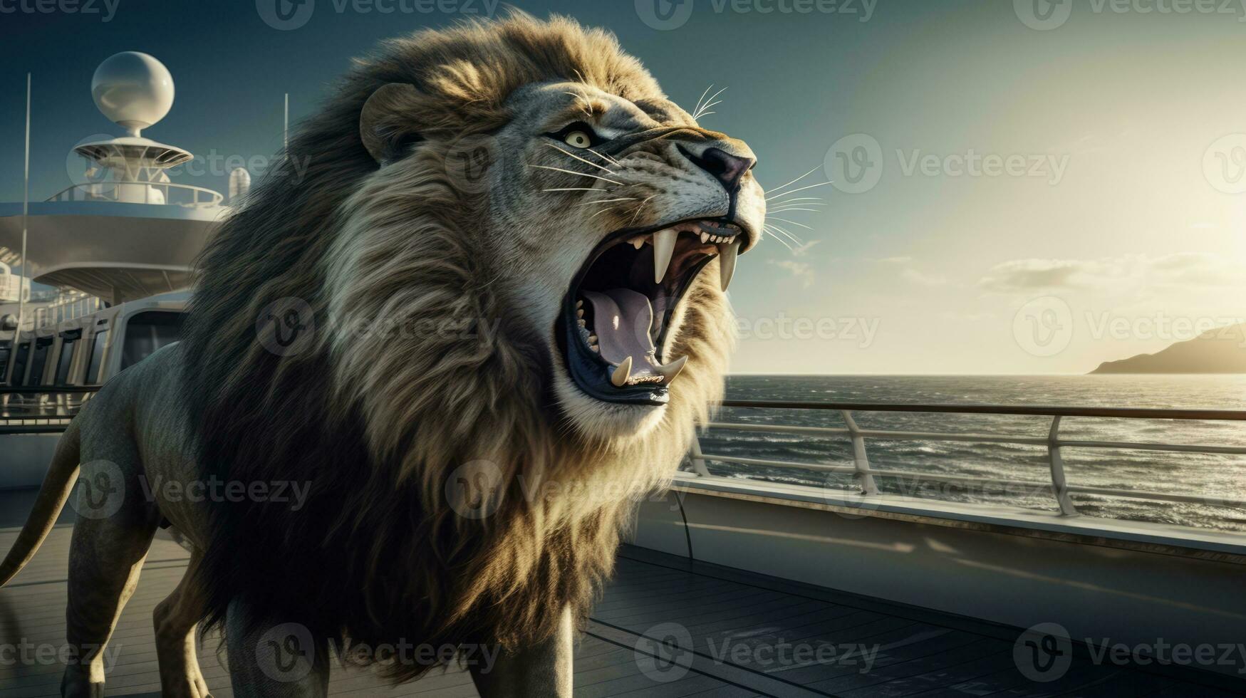 ai généré mammifère safari Roi prédateur sauvage chasseur Masculin félin la nature les dents africain Lion carnivore photo