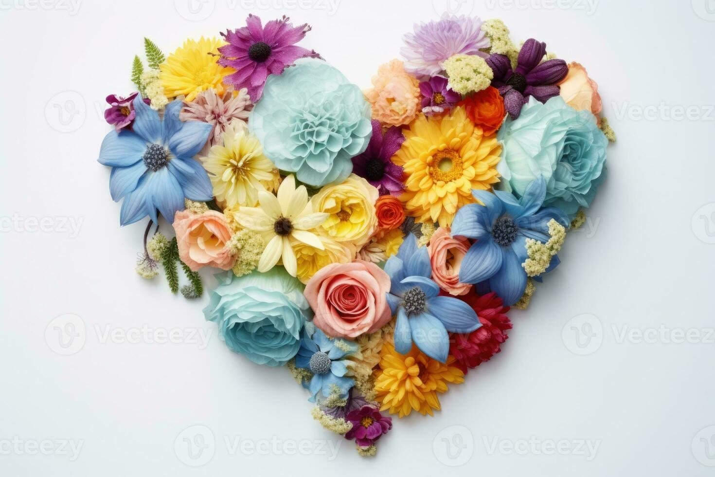 ai généré fleurs bouquet mariage blanc romantique Contexte carte brillant cœur l'amour épanouissement photo
