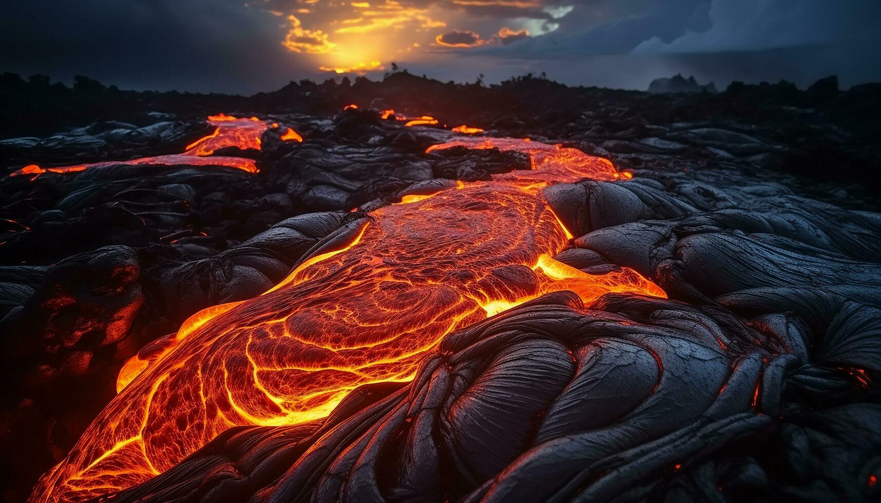 ai généré embrasé feu éclate, fusion acier dans la nature ardent enfer généré par ai photo