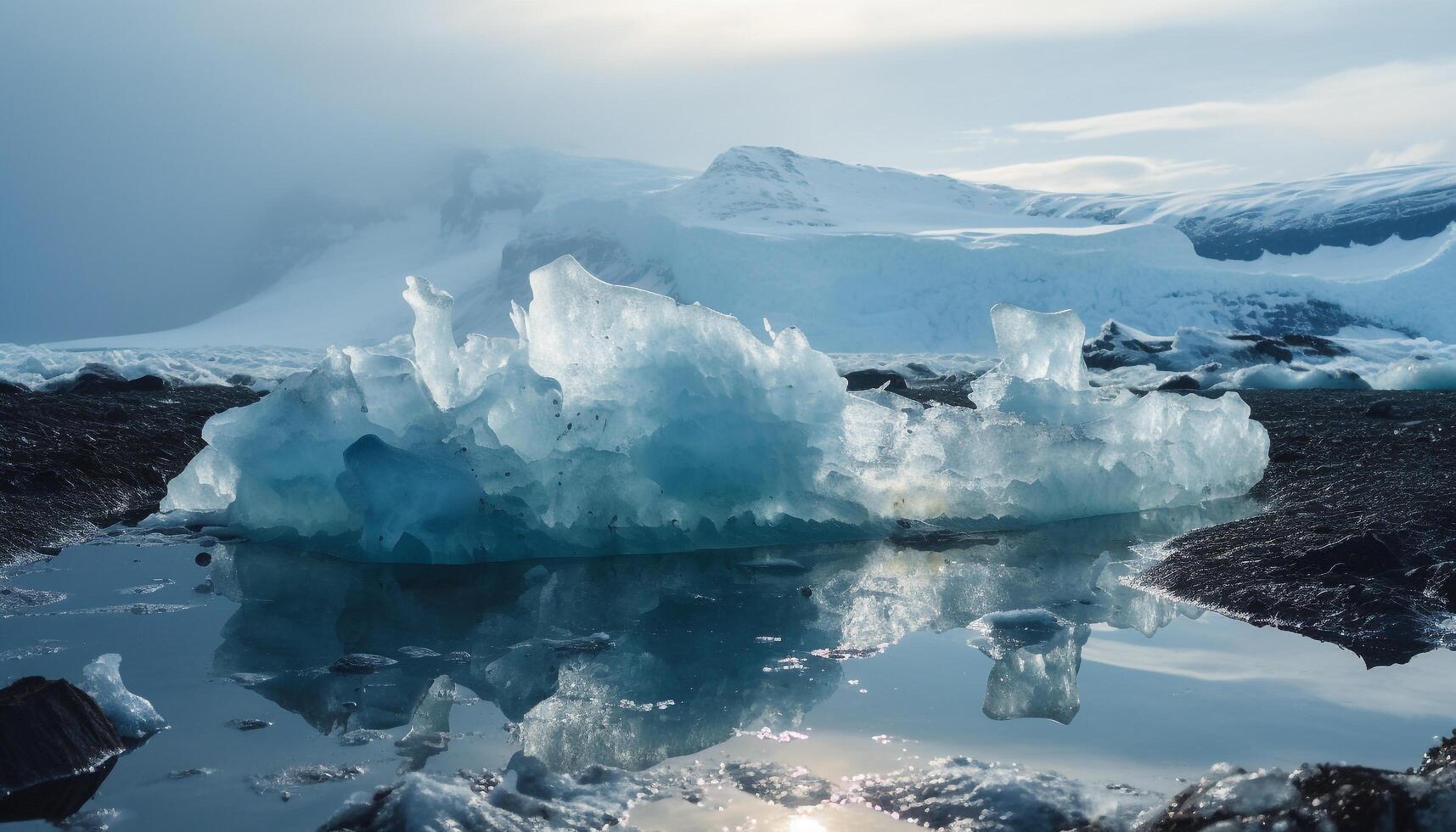 ai généré rafraîchissant boisson la glace cube fusion dans verre de du froid l'eau généré par ai photo