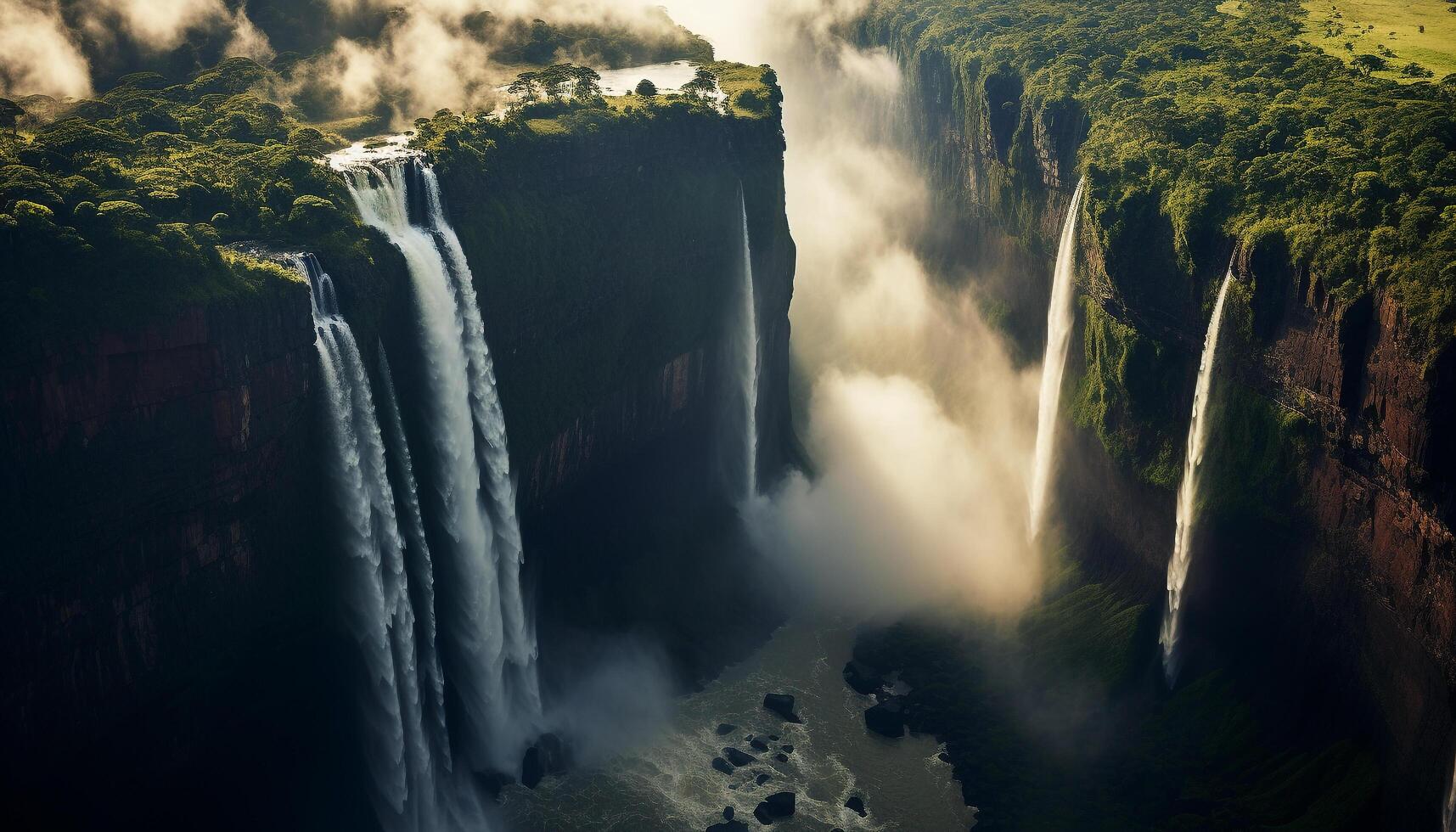 ai généré majestueux Montagne gamme, écoulement eau, tranquille scène, la nature beauté généré par ai photo