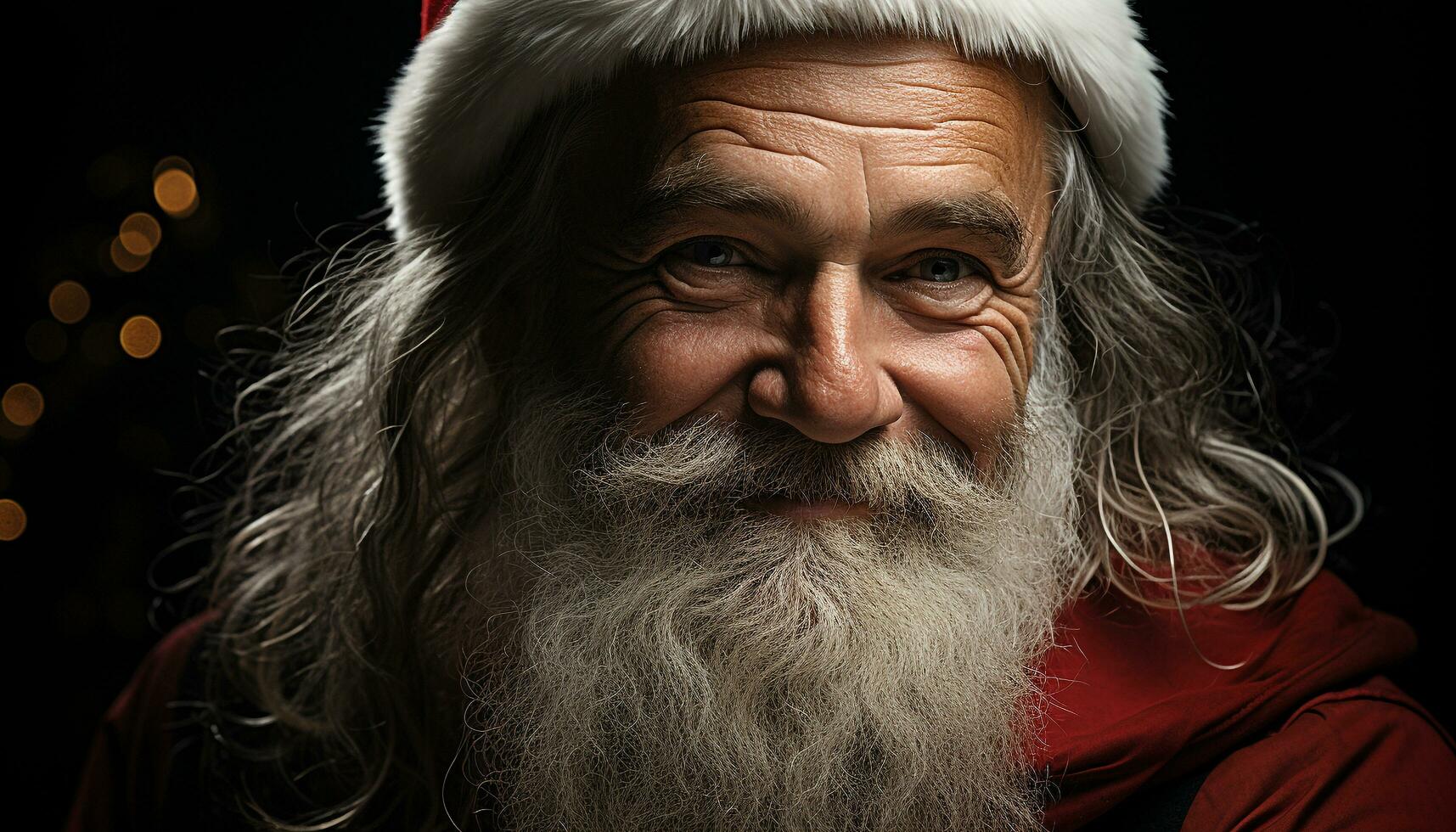 souriant Sénior homme avec gris cheveux fête hiver traditions généré par ai photo
