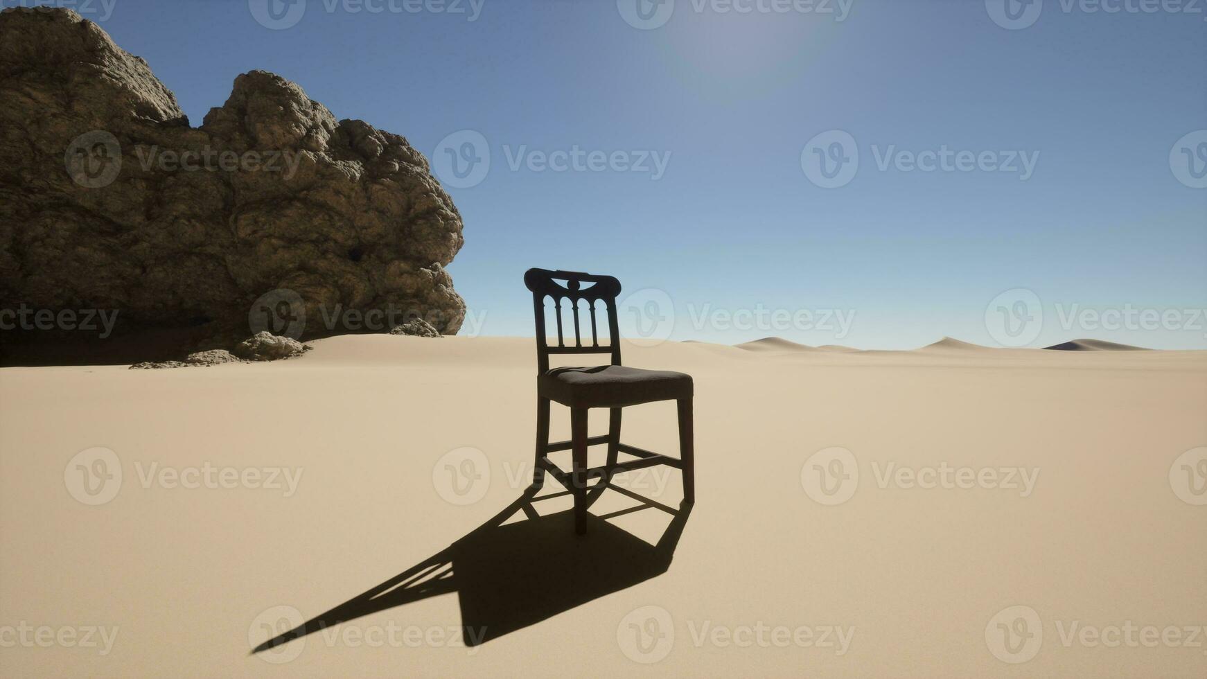 une chaise séance dans le milieu de une désert photo