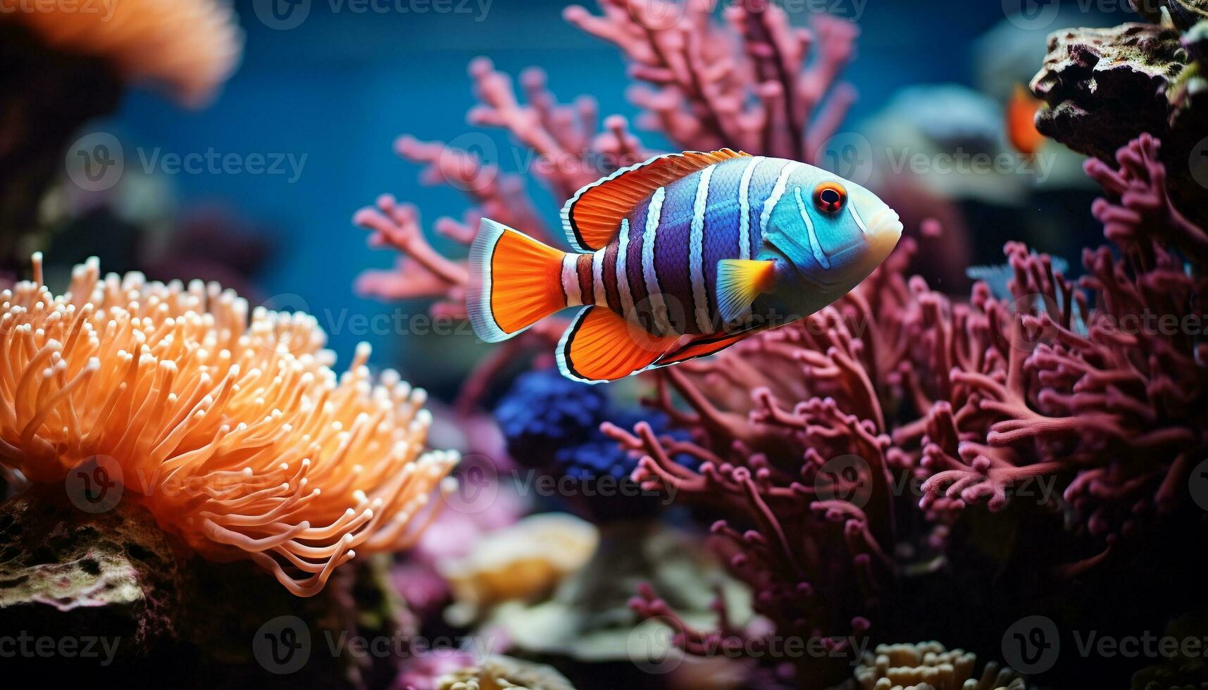 ai généré sous-marin beauté poisson, récif, nature, animal, eau, tropical climat généré par ai photo