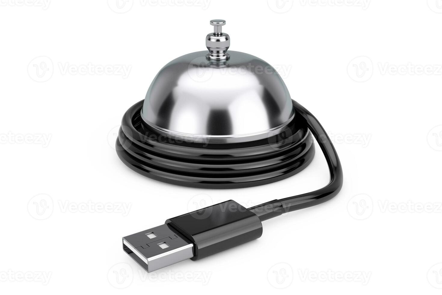 un service bague cloche avec USB câble. 3d le rendu photo