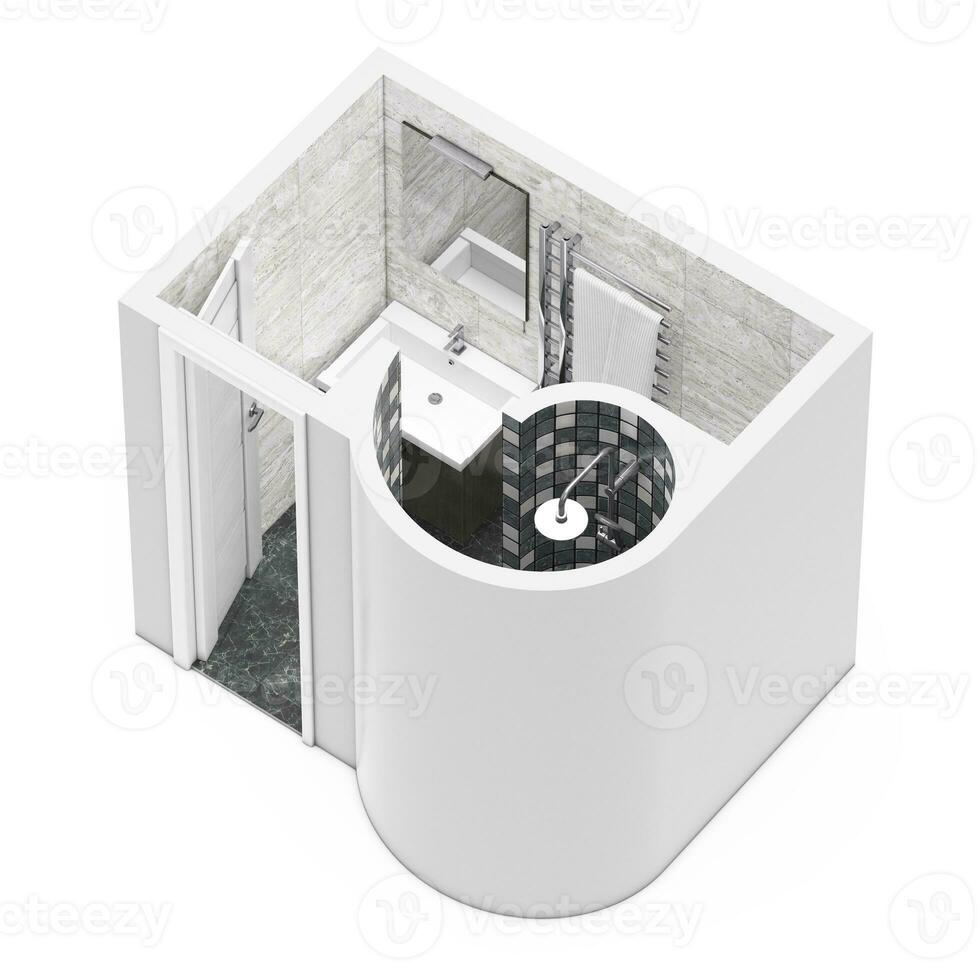 architectural salle de bains intérieur sol planifier. 3d le rendu photo