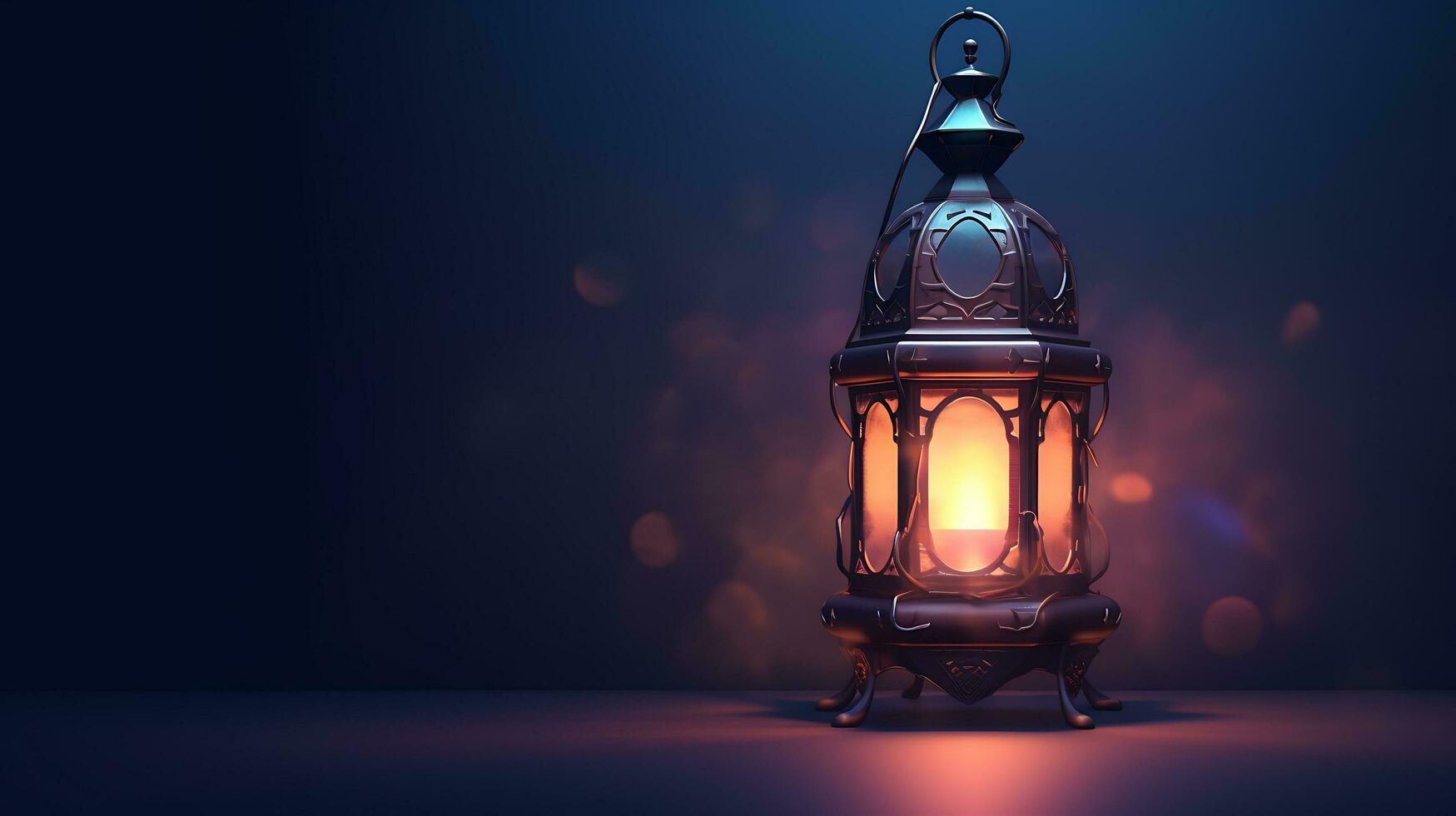 ai généré islamique lanterne avec une allumé bougie religion Contexte photo