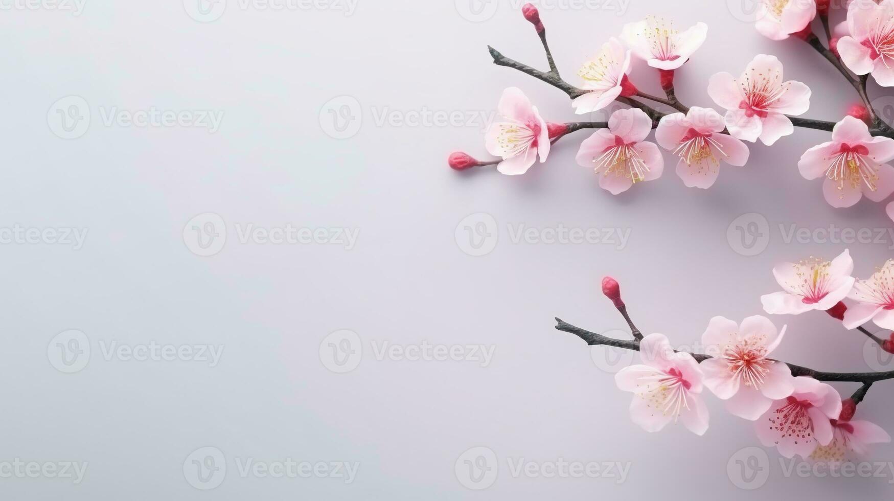 ai généré Sakura fleurs isolé sur le minimaliste Contexte avec copie espace photo