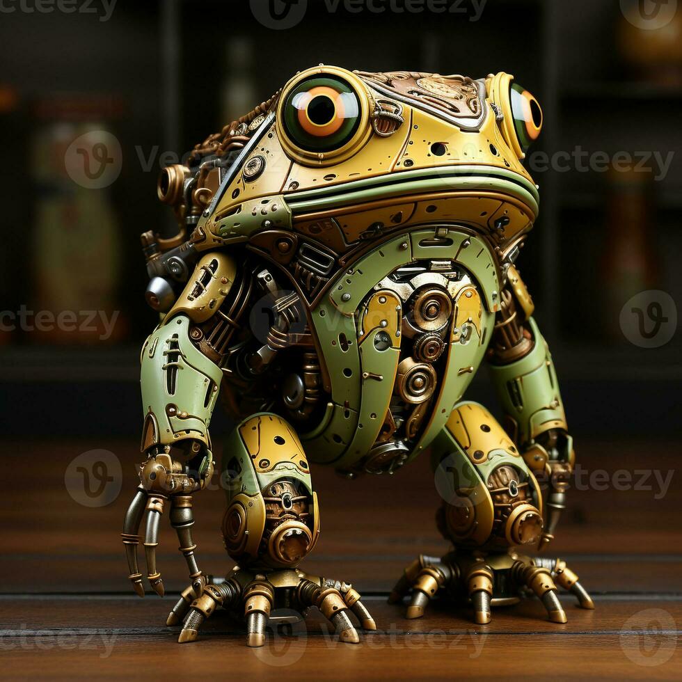 ai généré 3d grenouille dessin animé robot photo